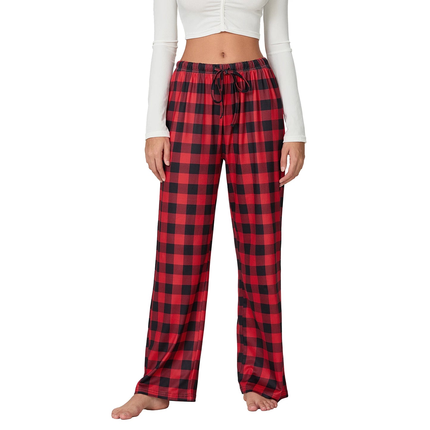 Vintage Pajama Pants  Elastic Waist Lounge Sleepwear Trousers with Pockets