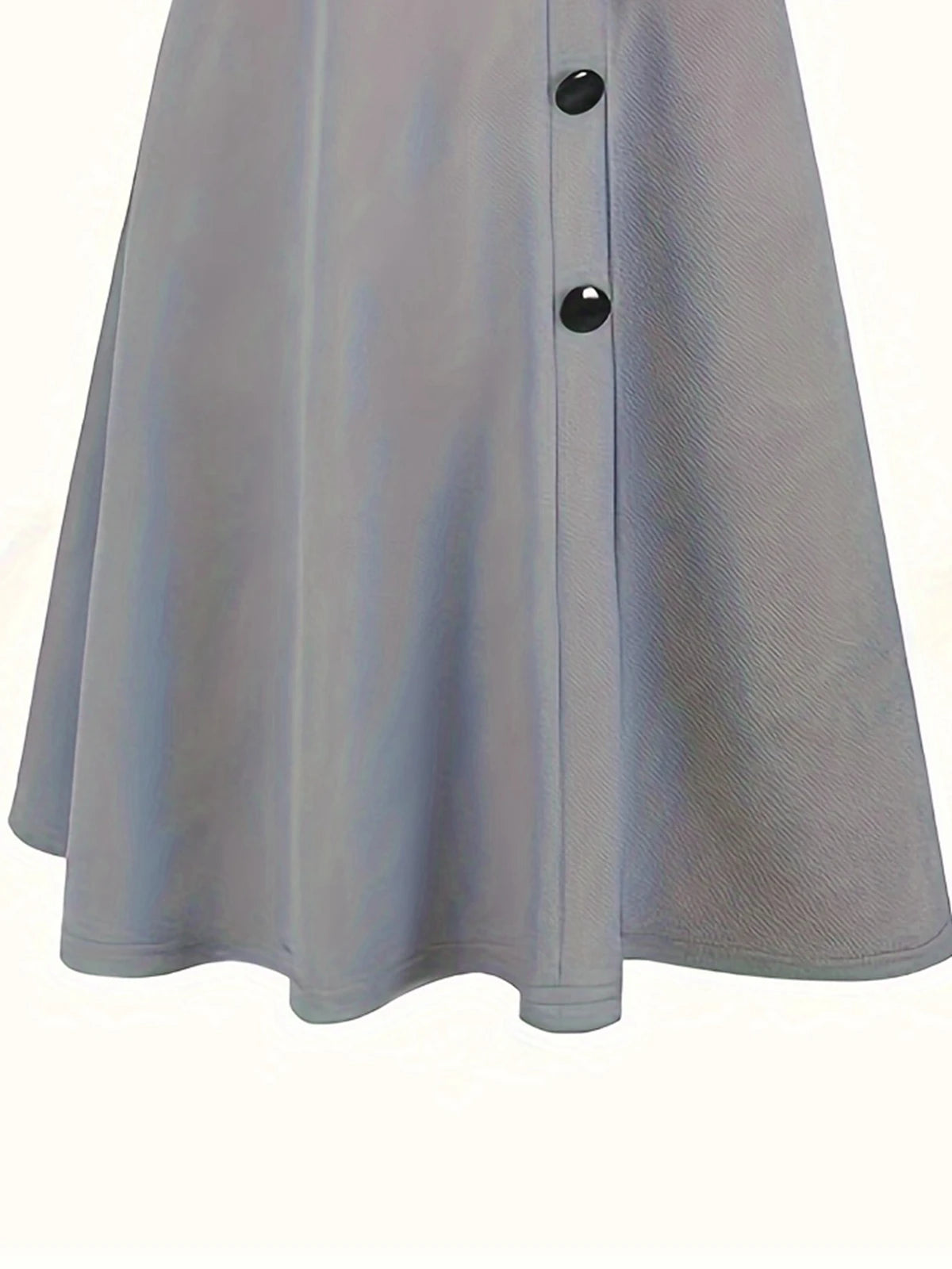 Asymmetrical Collar Casual Bow Button  Solid Color  A Line Dress Knee Length