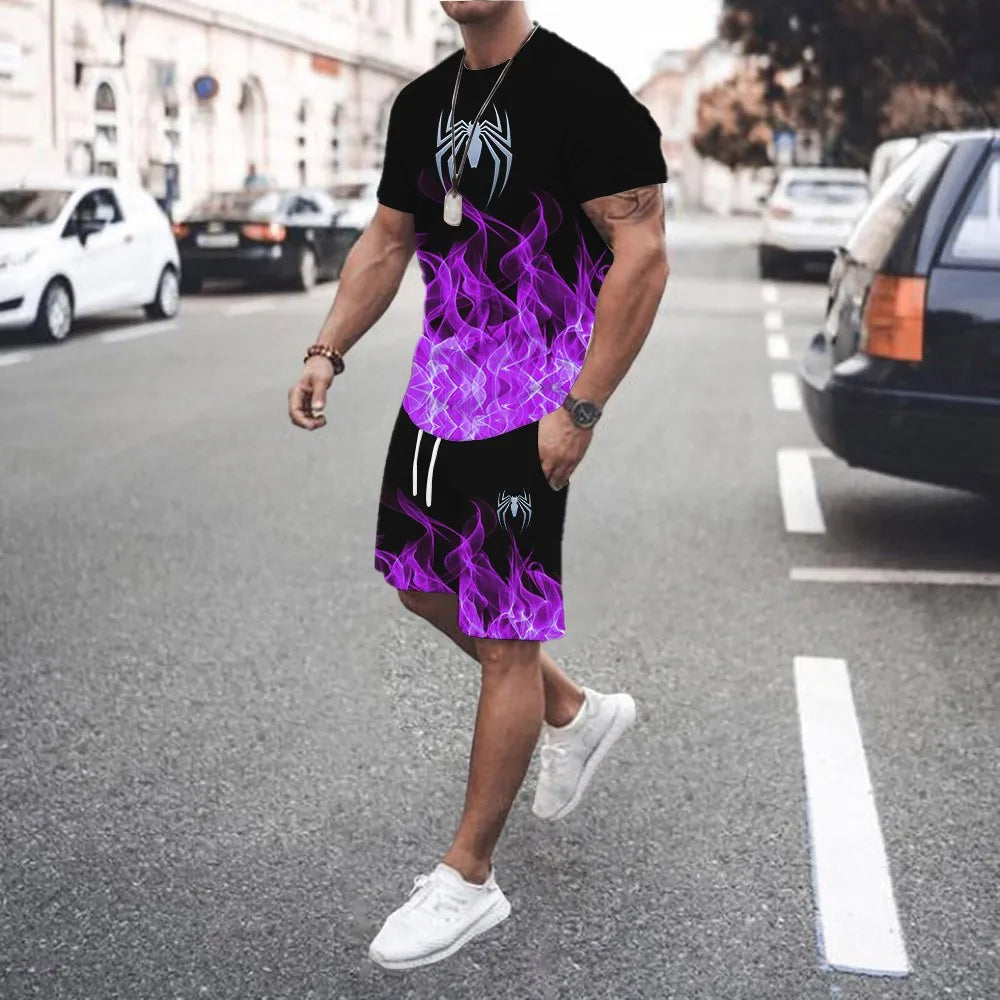 3D Printed Men s Casual Luxury Gradient T-Shirt Shorts Set Tracksuit Male 2 Pieces Fashion Outfit Man Clothing Jogging Suit