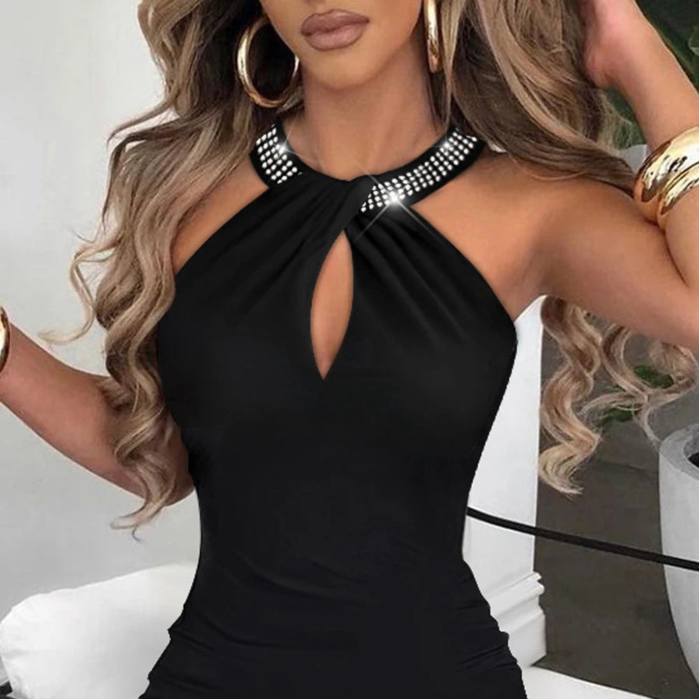 Halter Backless Black Dress