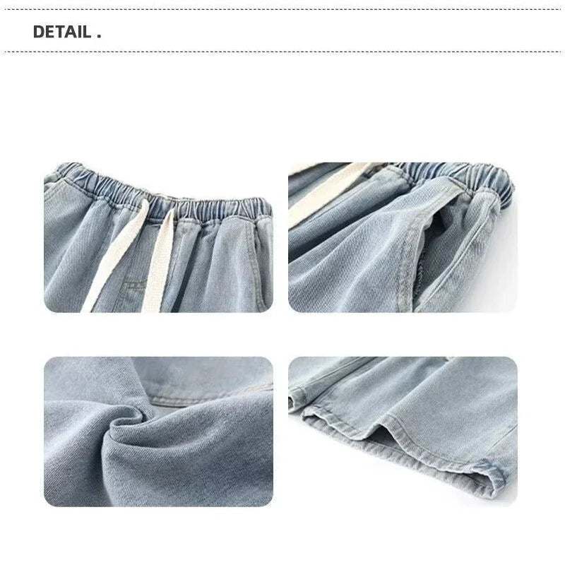 Loose Fit Denim Shorts  Summer Fashion  Casual Straight Leg Five Quarter Pants High Street Wide Leg Baggy Pants