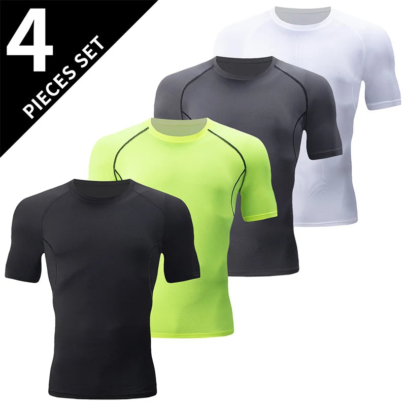 1/4 Pack men's quick-drying sports short sleeve mixed color multi-code casual shirt fashion T-shirt