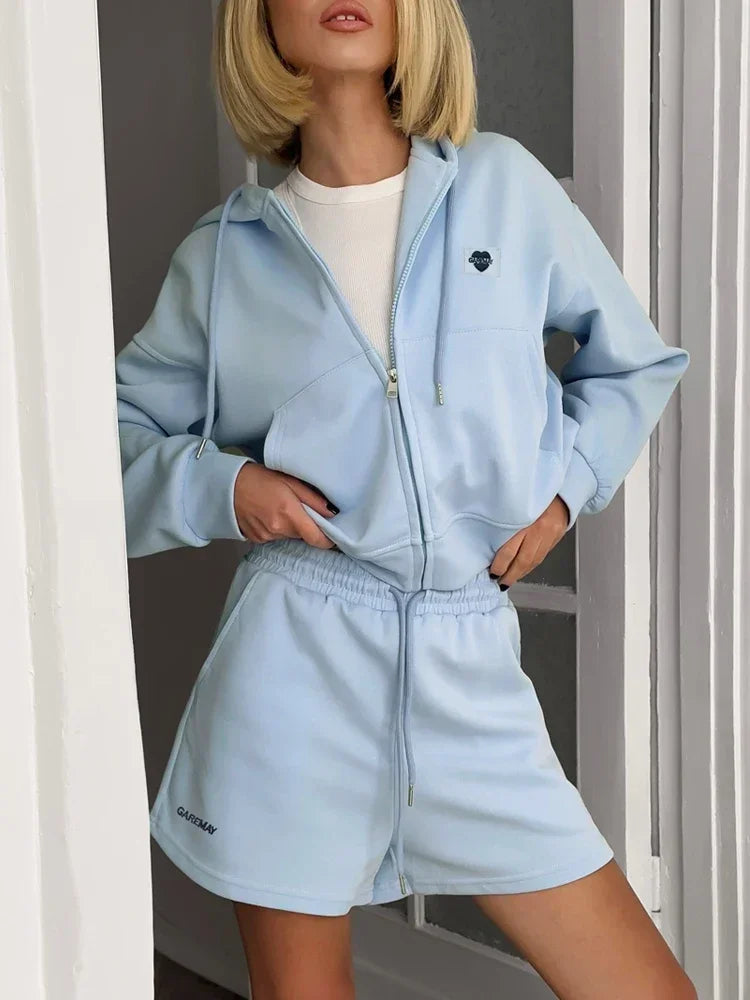 Women's Summer Suit with Shorts Cotton Oversize Top and Shorts Set Two-piece Casual Tracksuit with Shorts for Women