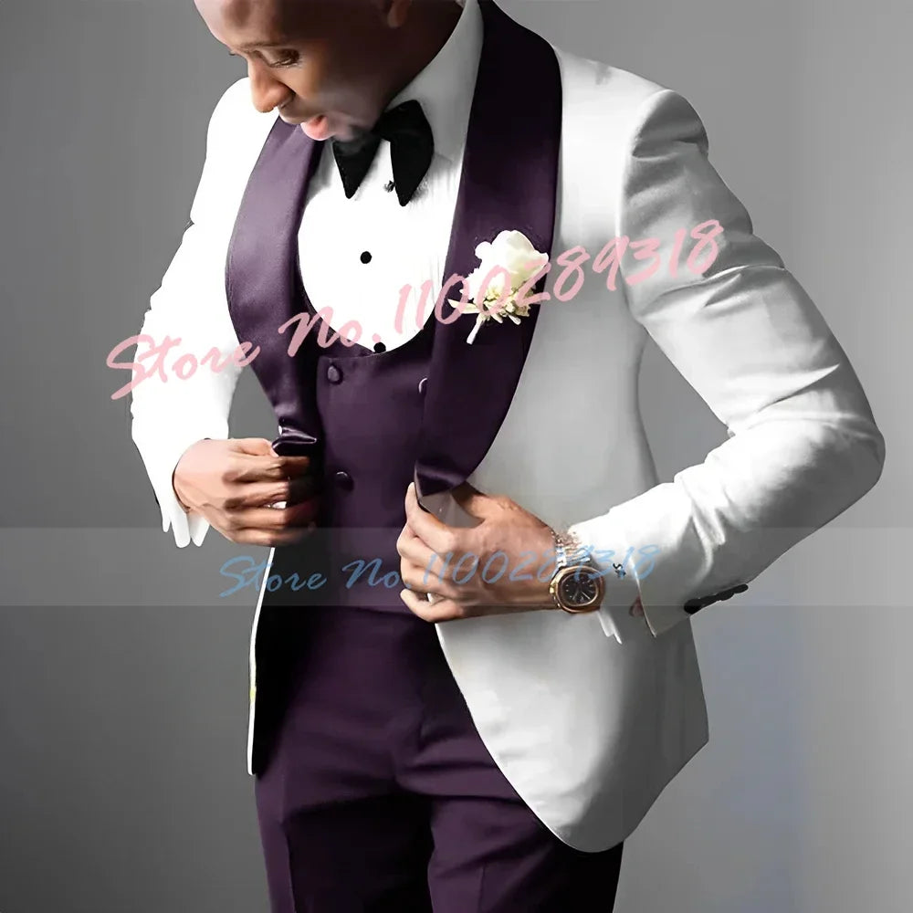 Men's Wedding Tuxedo Elegant Men's Suit Jacket Pants Vest 3-piece Set Wedding Suits for Men