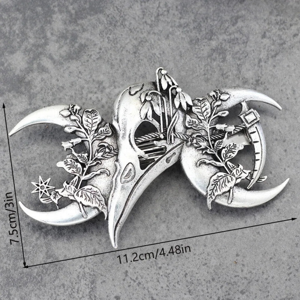 4PCS Witch Viking Norse celtic raven skull Barrette Gothic Hair Accessory