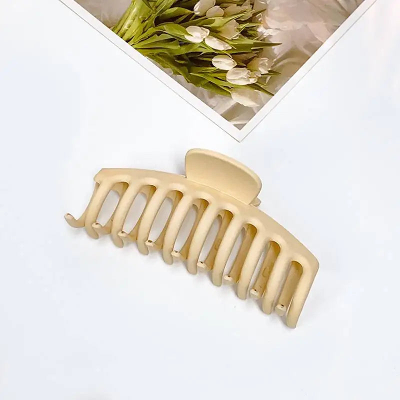 Solid Color Acrylic Frosted Wave Hair Claws for Women Simple Versatile Back Head Shark Clip French Hair Accessories