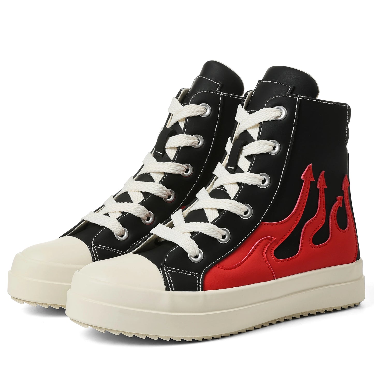 Lace-up  Ankle High Fashion Flame Mixed Colors Thick Bottom Casual Comfortable Sporty Sneakers