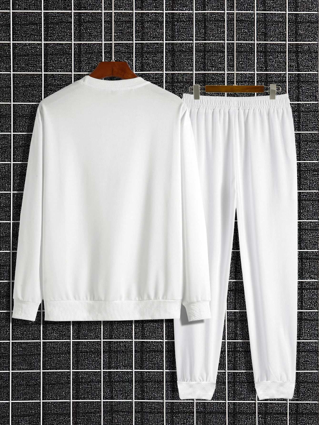 Autumn Trendy  Sweatshirt Sweatpants Set Men's Daily Loose Casual Fit Printed Hundred Long Sleeve Sweatshirt 2 pieces Set