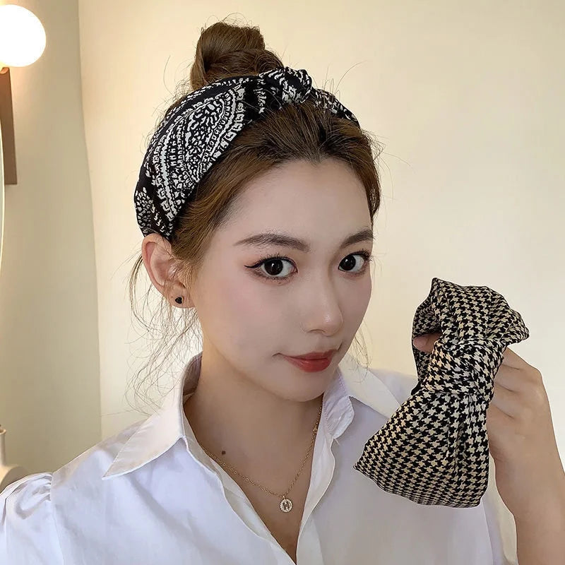 Ethnic style fabric knotted headband wide edge non-slip hairband fashion women's hair accessories