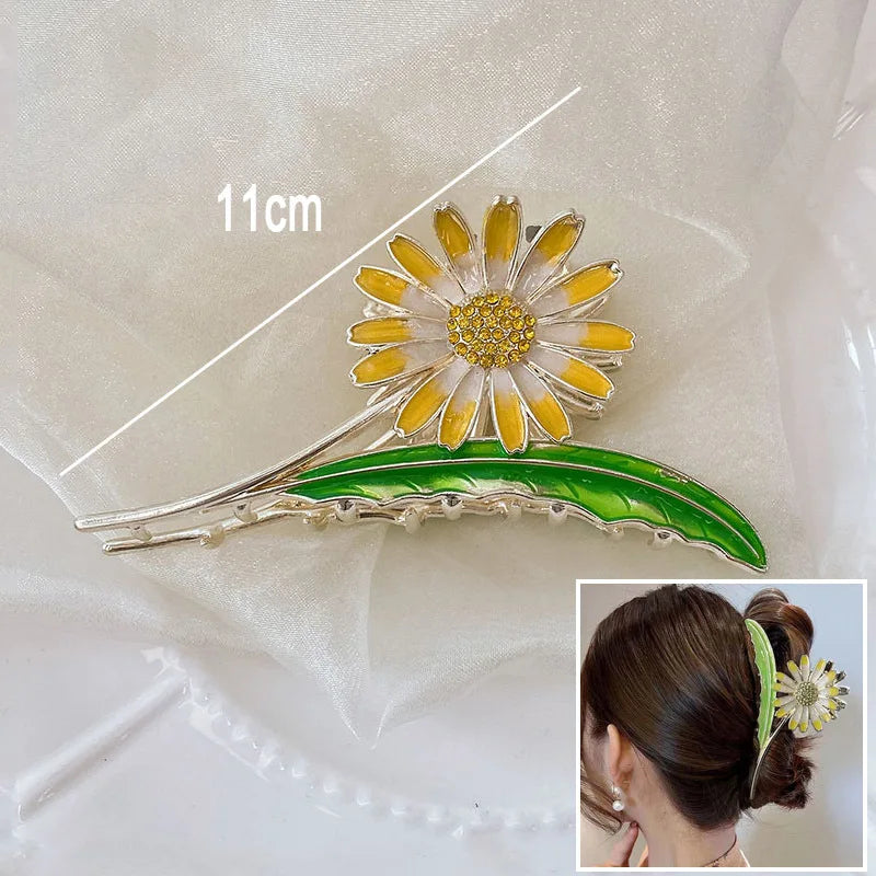 Flower Hair Claw Clip Ponytail Grab Hair Clips Shark Clip Woman Hairpins For Girl Hair Accessories Headdress