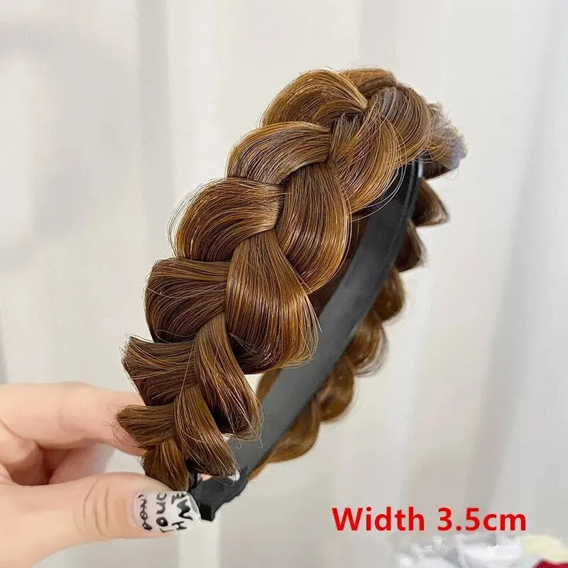Wig Twist Headbands For Women Wide Fishbone Braids Hairbands Handmade Retro Head Hoop Hair Styling Headwear Accessories