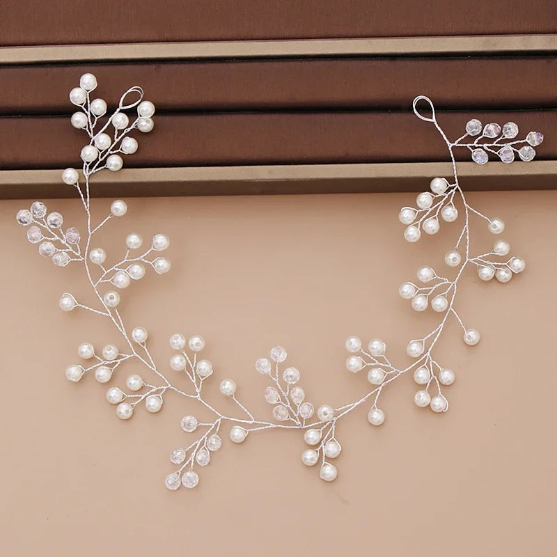 Pearl Headband  Hair Accessories Rhinestone Crystal Wedding Headband For Women Bride Head piece Hair Jewelry