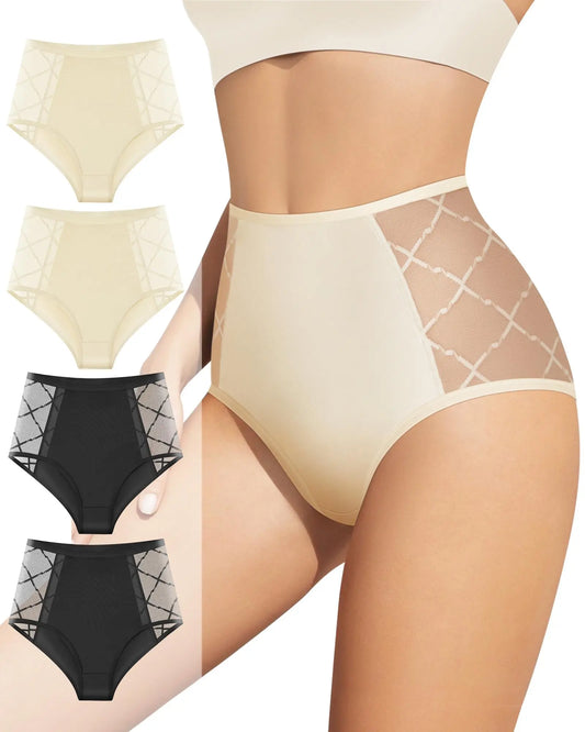 High Waisted Seamless Ladies Underwear Panties Full Coverage Silky Briefs 4 Pack