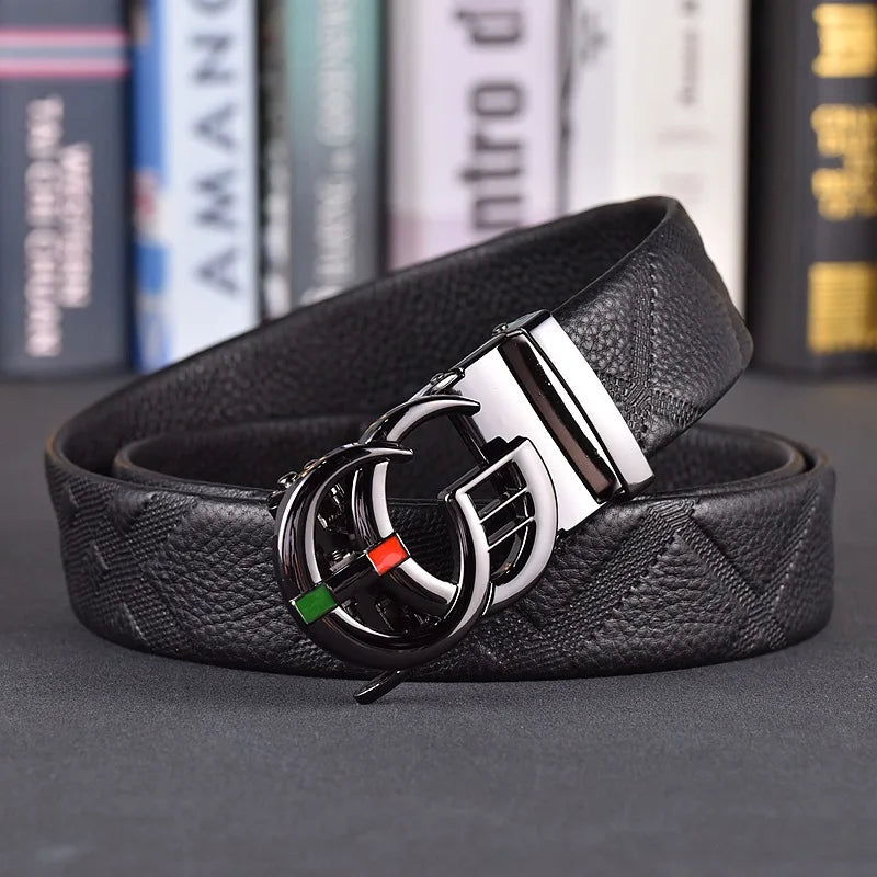 Designer fashion automatic buckle jeans high-quality material belt