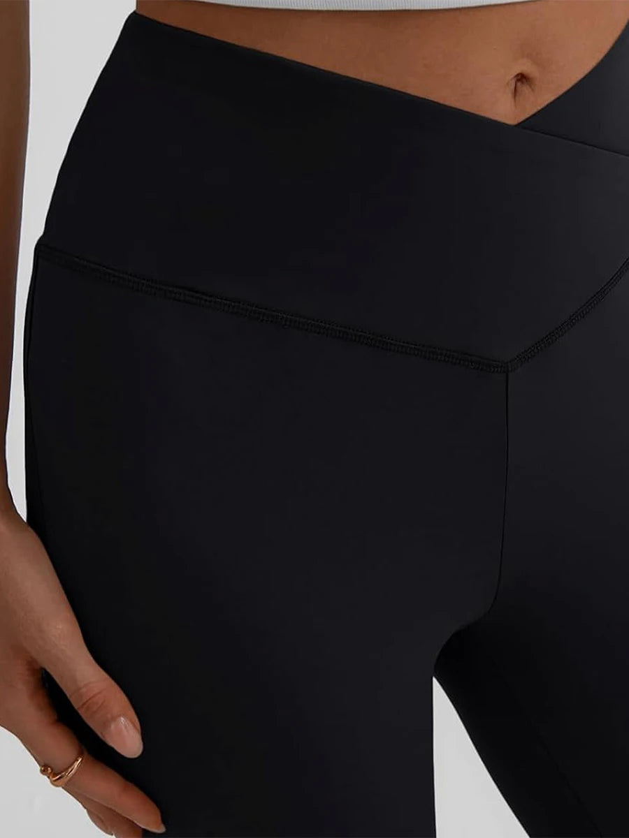High Waist Yoga Leggings with Tummy Control and Flare Leg Design for Bootcut Style