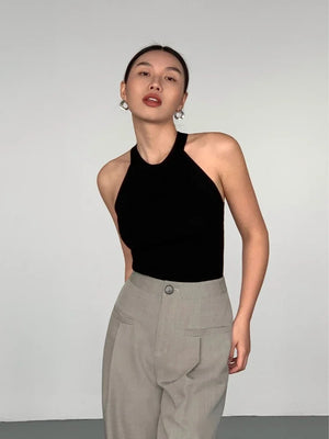 Summer Render Short Top Sexy Women Sleeveless Halter Tank Tops Solid Crop Vest Tops Wholesale