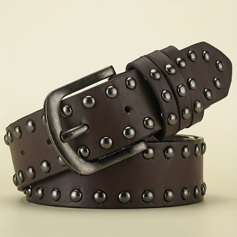 Retro Made Old Alloy Needle Buckle Belt Circular Rivet Women's Belt Rock Style Jeans Belt
