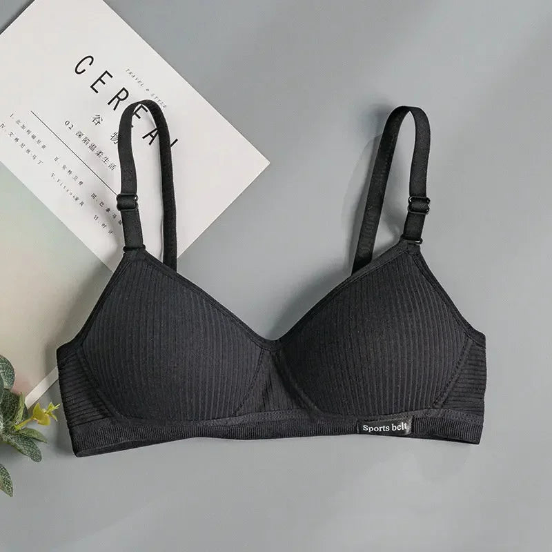 Wireless Push Up Bra Cotton Gathered Comfort V