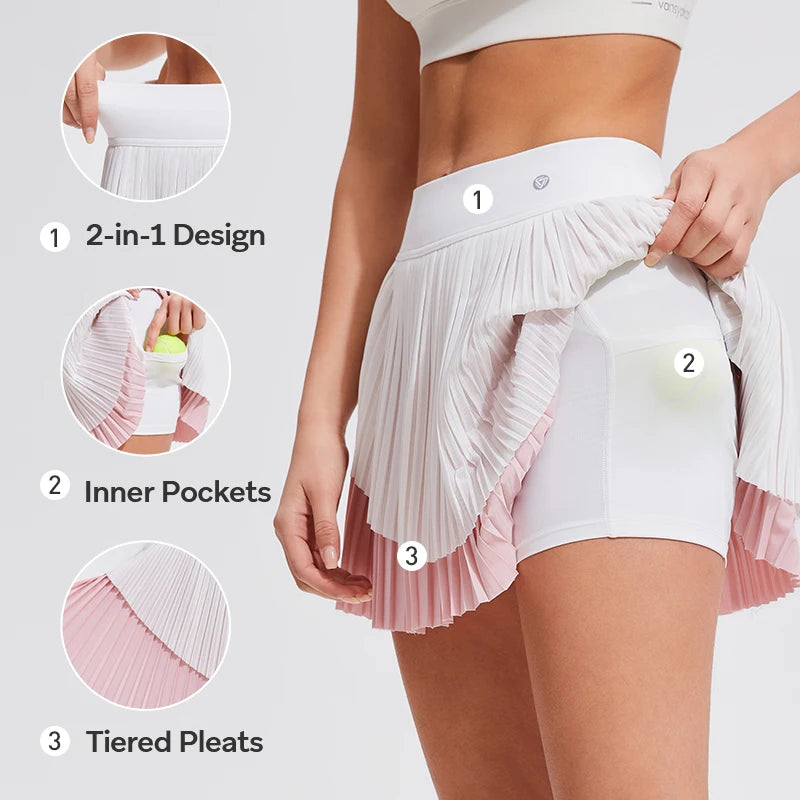 Women Pleated Tennis Skirt with Pockets High Quality Athletic Culottes High Waisted Golf Skorts Workout Running Skirts