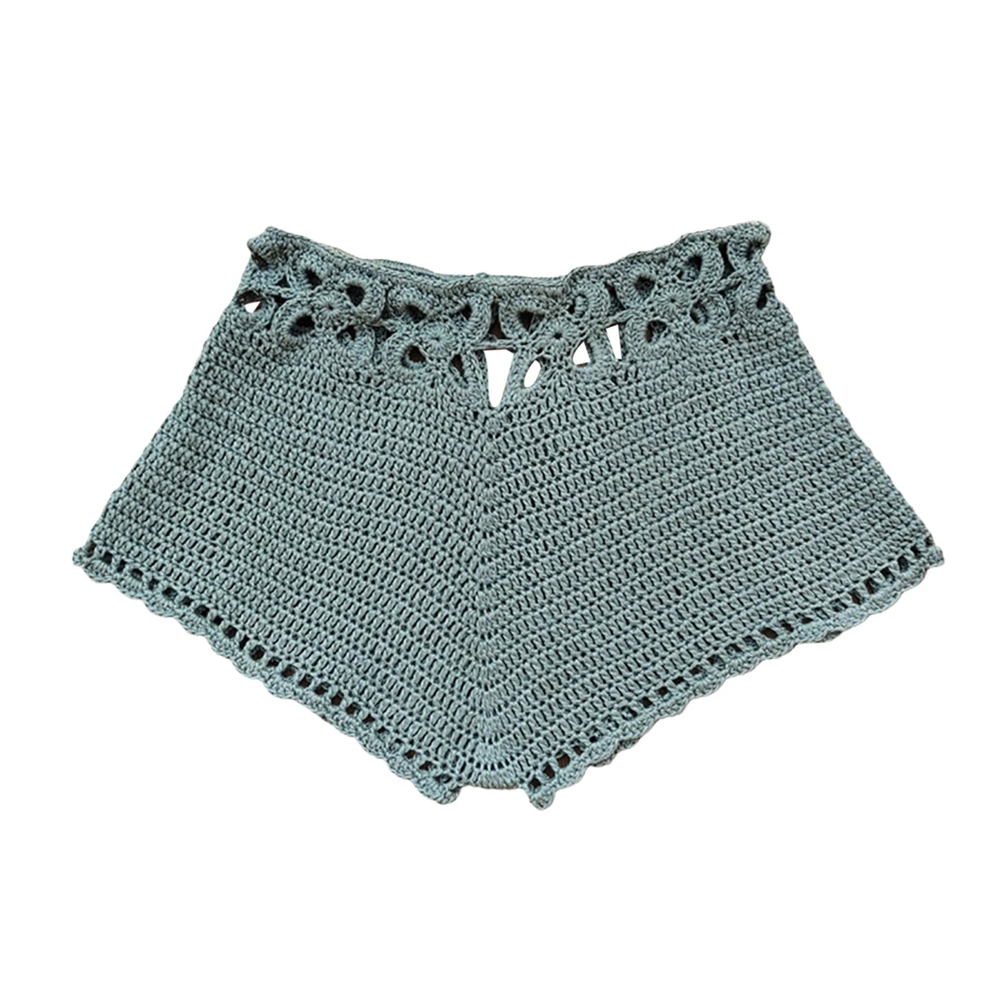 Crochet Cutout Bathing Suit Bottoms Drawstring Beach Board Shorts
