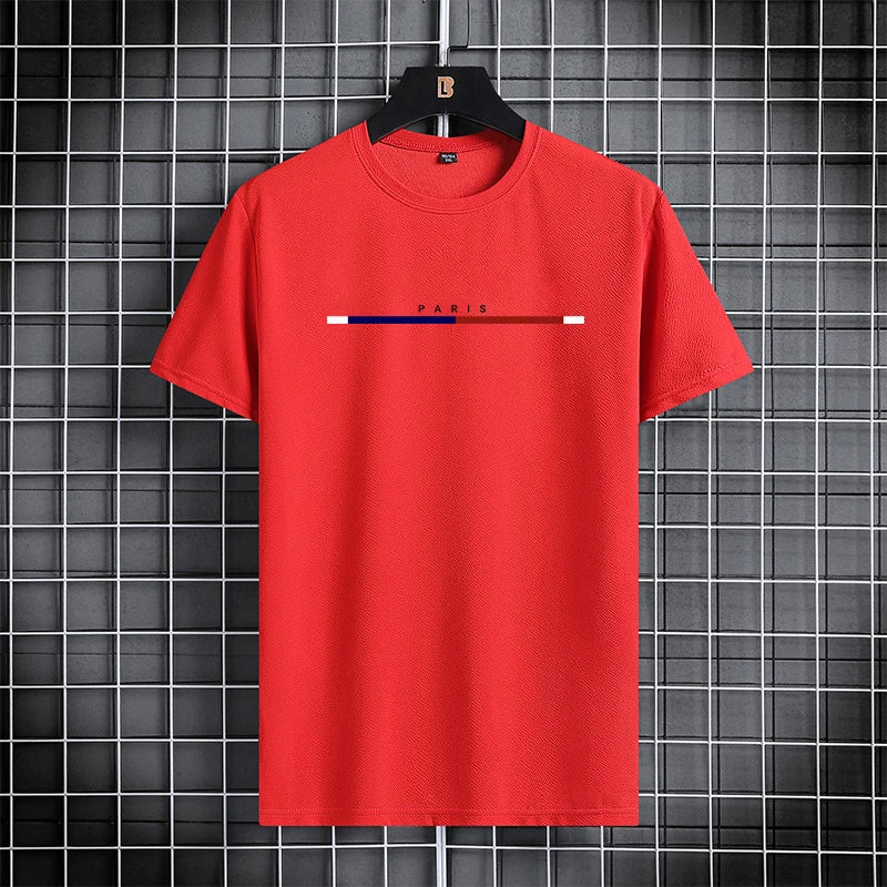 Summer men's short sleeved shorts set with round neck quick drying sports T-shirt thin breathable running sportswear