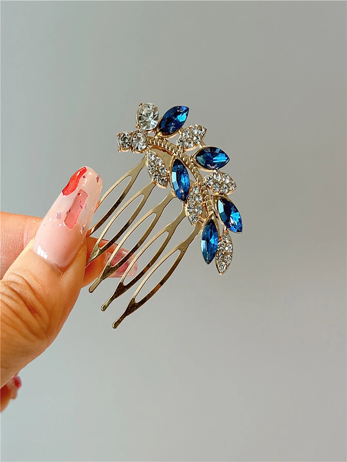 Luxury Rhinestone Hair Flower Leaf Small Hair Combs Hairpin Women Girls  Elegant Hair Accessories