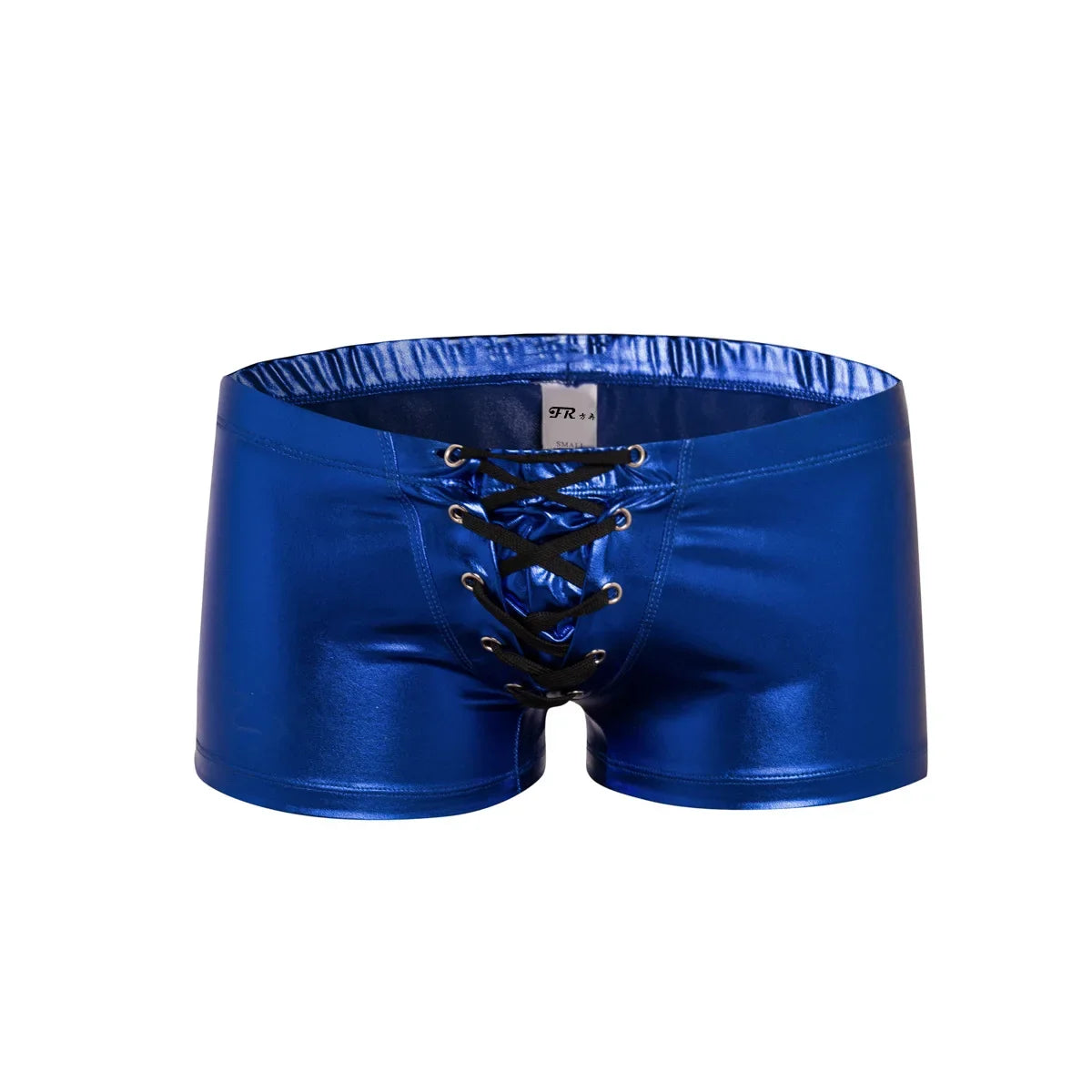 PU Leather Swimwear Mens Metallic Shiny Underpant Swim Boxers Beach Shorts Lace Up Underwear Bikinis Swimsuits Swimming Trunks