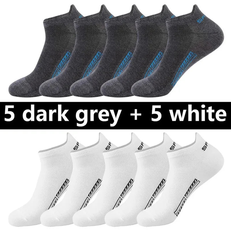 20pcs=10 Pairs Summer Autumn Men Cotton Socks Sport Breathable Ankle Socks Quality Mesh Casual Athletic Thin Cut Short