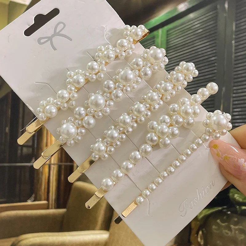 Simulated Pearl Hair Clips For Women Hairpins Geometric Hair Barrettes Fashion Hairgrip Hair Accessories