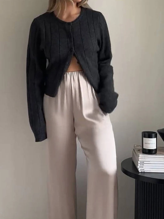 Women s Sweater Cable Knit Long Sleeve Solid Color Casual Loose Fit Ribbed Hem and Cuffs