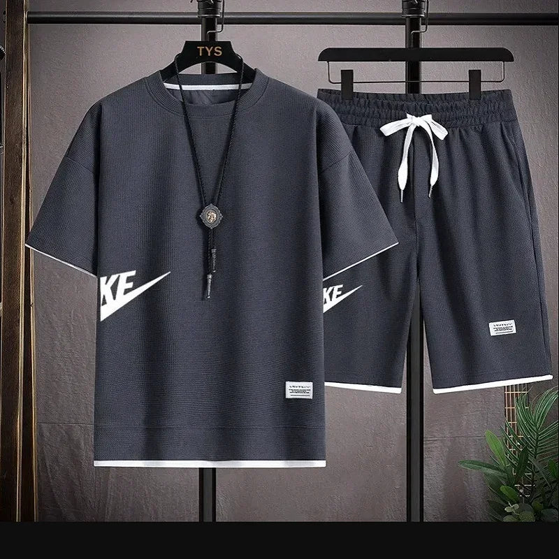 Summer Men's Suit Casual Fashion Sportswear Men's Short-sleeved T-shirt + Sports Shorts Casual Men's Jogging Suit