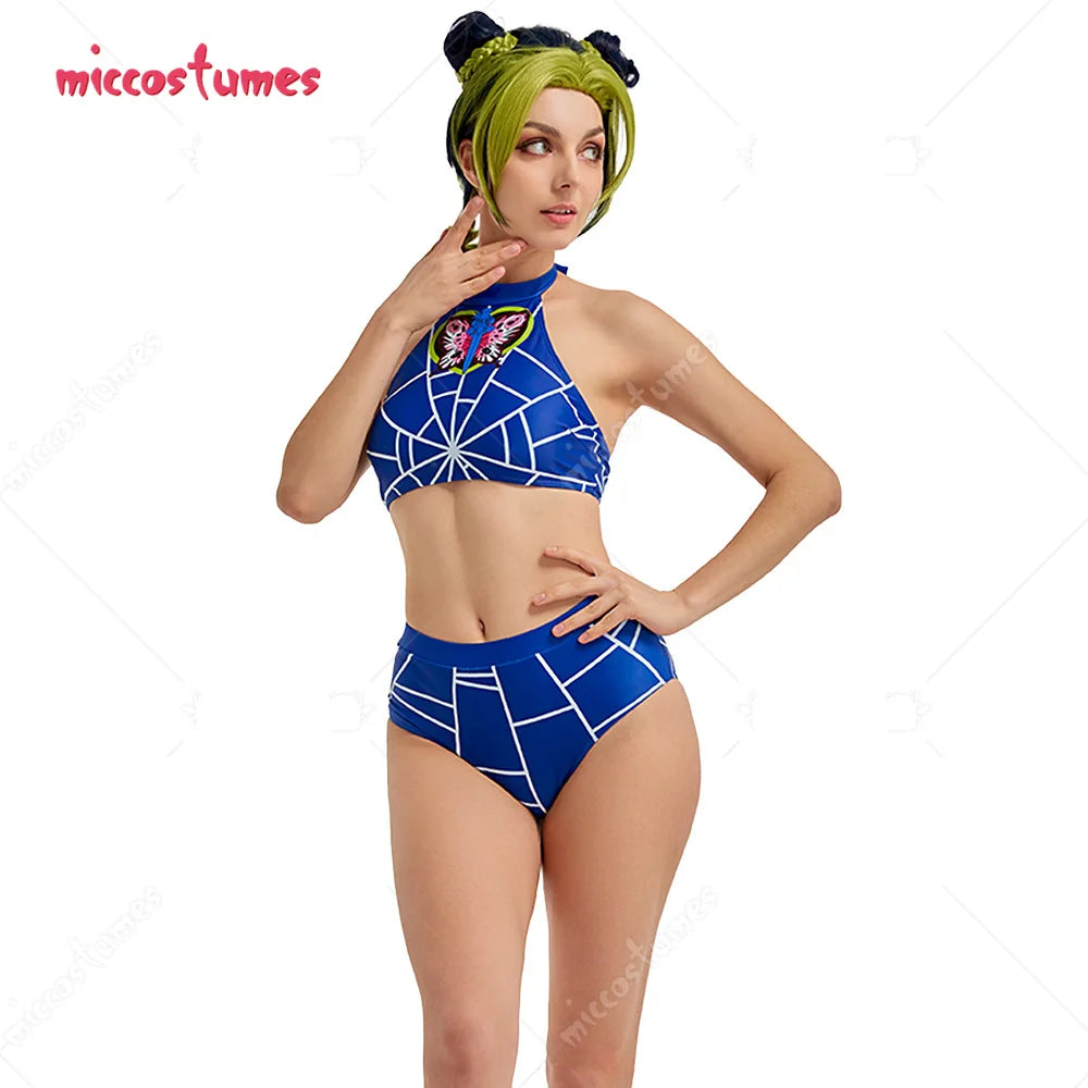 Women s Two-Piece Swimsuit Spiderweb Prints Bathing Suit