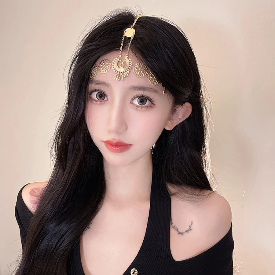 Fashion Bridal Wedding Hair Jewelry Accessories For Women Indian Boho Imitation Pearls Head Chain Head Piece Bijoux Femme