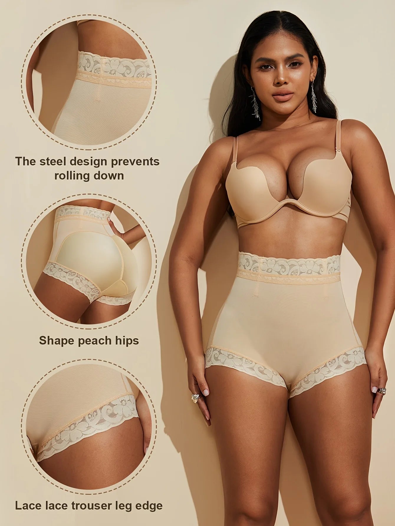 Lace Trim Sculpting Panties, Comfy & Breathable Butt Lifting Panties
