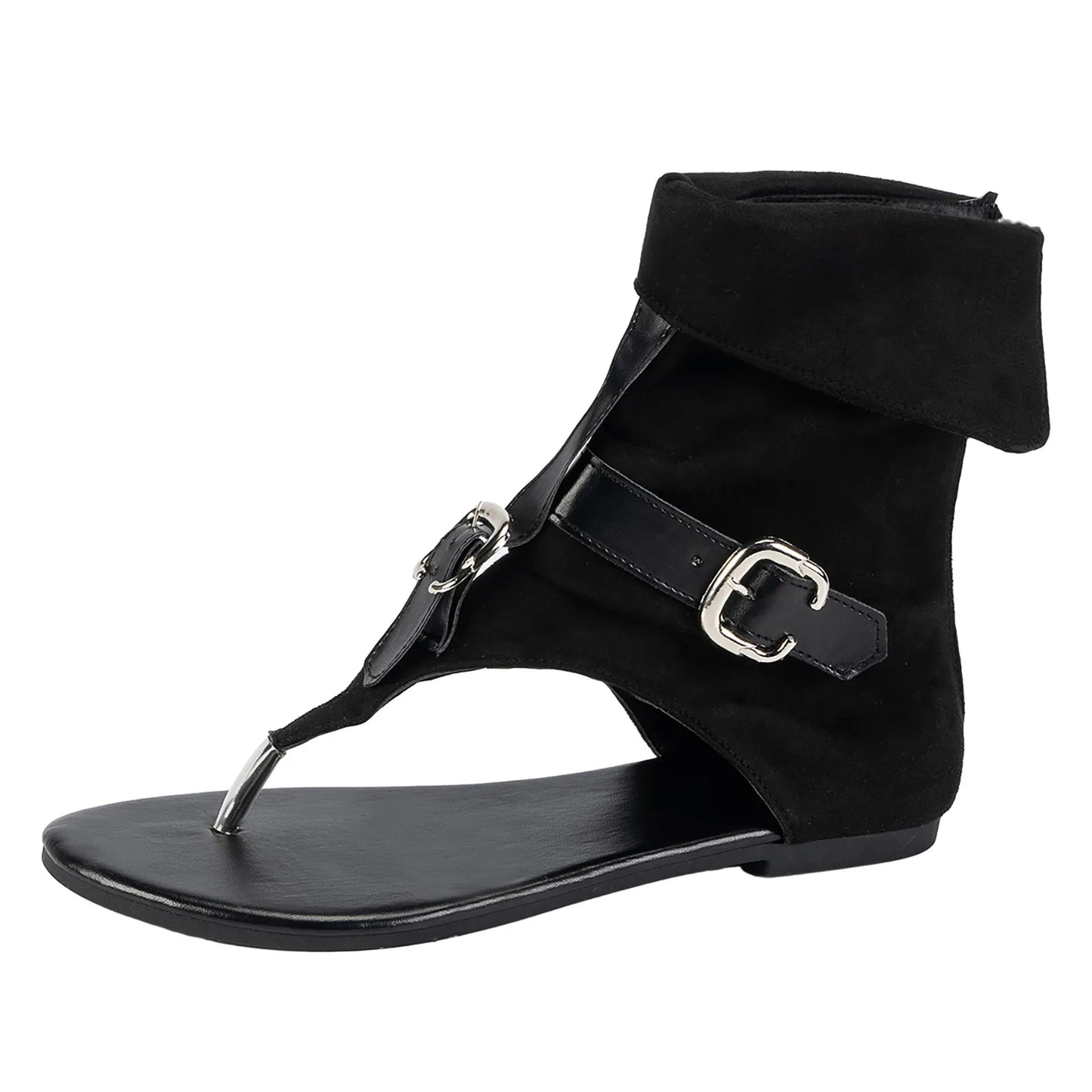 Summer Shoes Women Sandals Narrow Band Vintage Ladies Summer Clip Toe Flat Roman Sandals Denim Belt Buckle