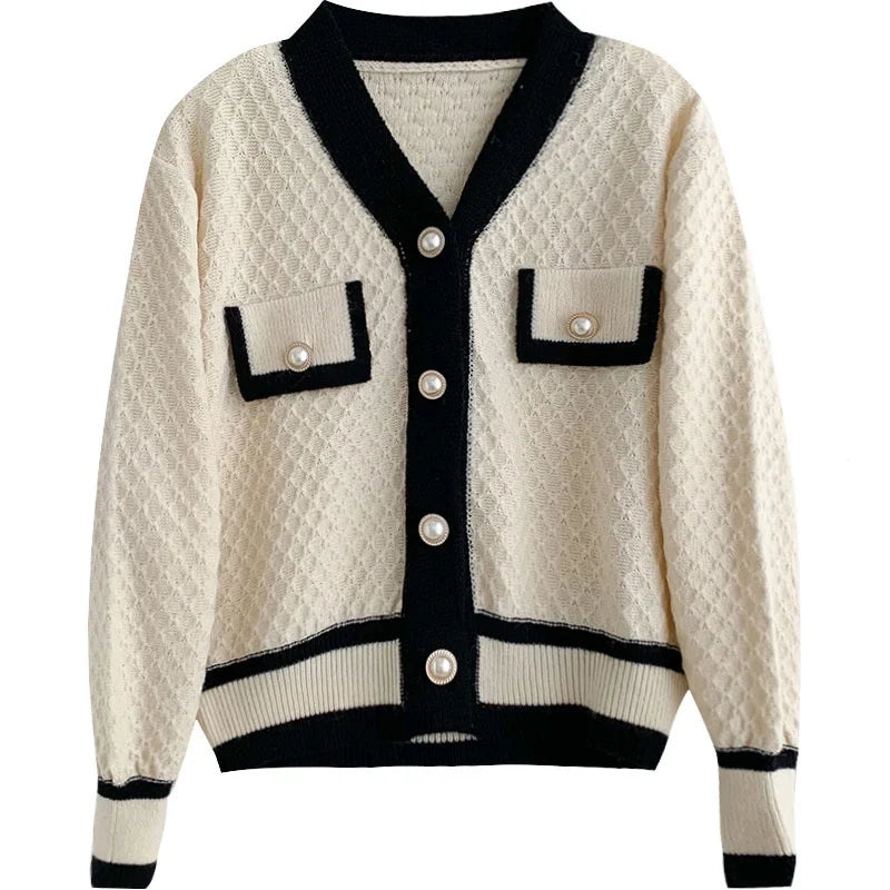 Women's  Fashion Loose Long-sleeved Knit Sweater Cardigans Outwear Coat