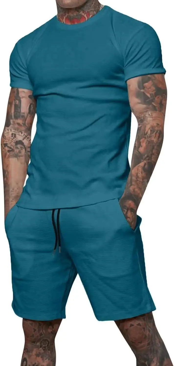 Boutique men's shorts suit 2 piece clothing fashion summer casual sportswear and shorts suit
