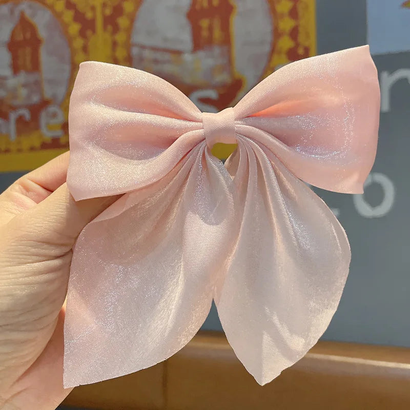 Big Hair Bow Ties Hair Clips Satin Two Layer Bow for Women Bowknot Hairpins Trendy Hairpin Girl Hair Accessory
