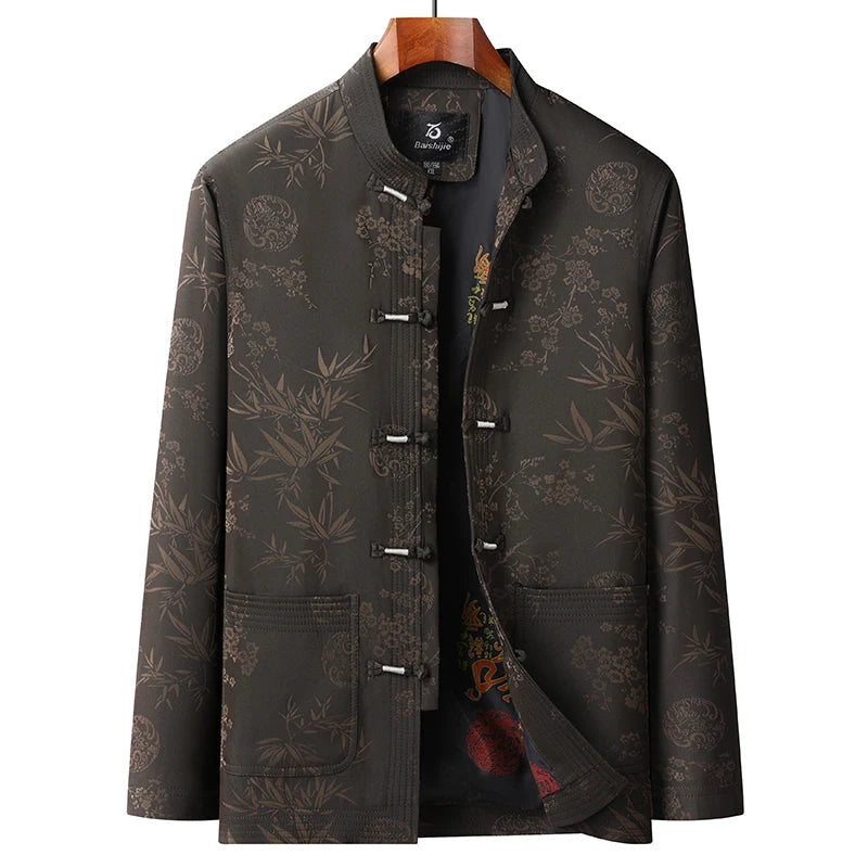 Tang Suit (top + Pants) Autumn New Middle-aged and Elderly Men Father Chinese Style Disc Buckle Spring and Autumn Grandpa Suit