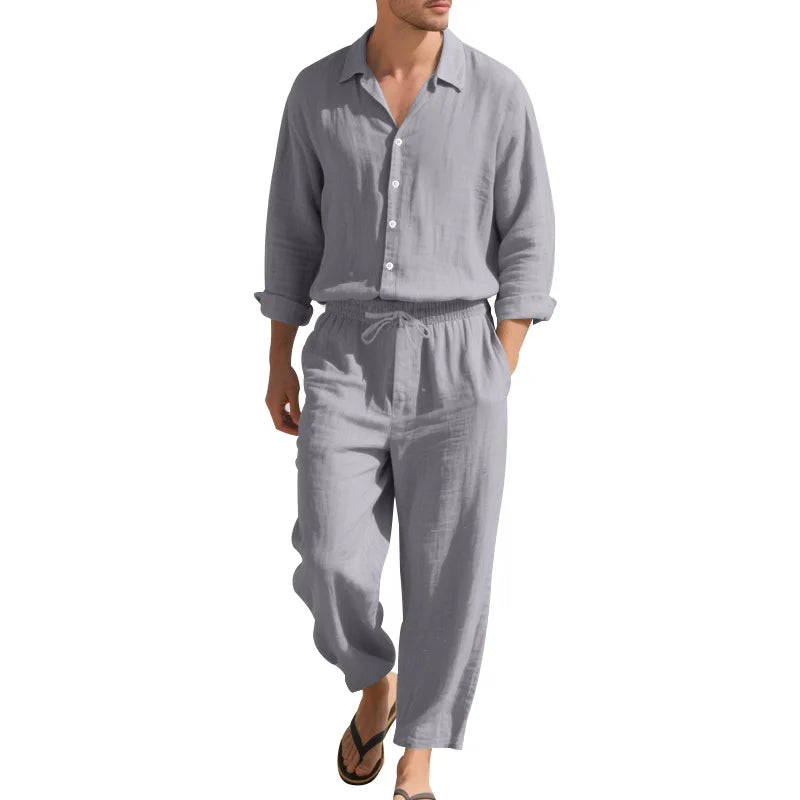 Men's Casual Set Spring Autumn Fashionable Long Sleeved Pants Two-piece Set Cardigan Menswear