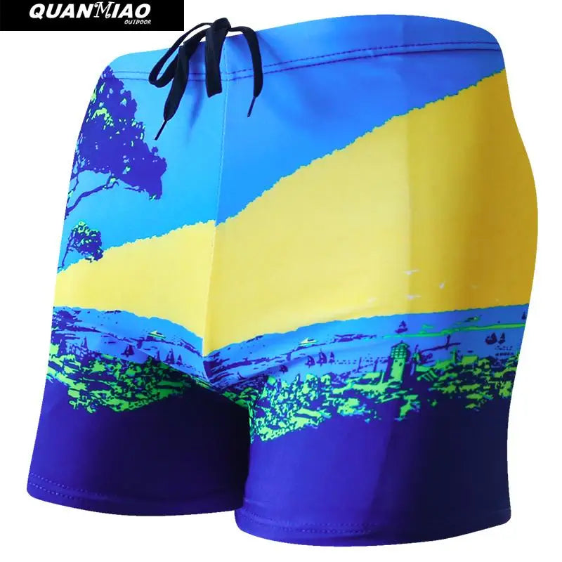 Multi Prints Men Elastic Swimming Trunk Swimwear Beach Swim Sport Short Briefs Surfing Summer Swimsuit Boxer Shorts Bathing Suit