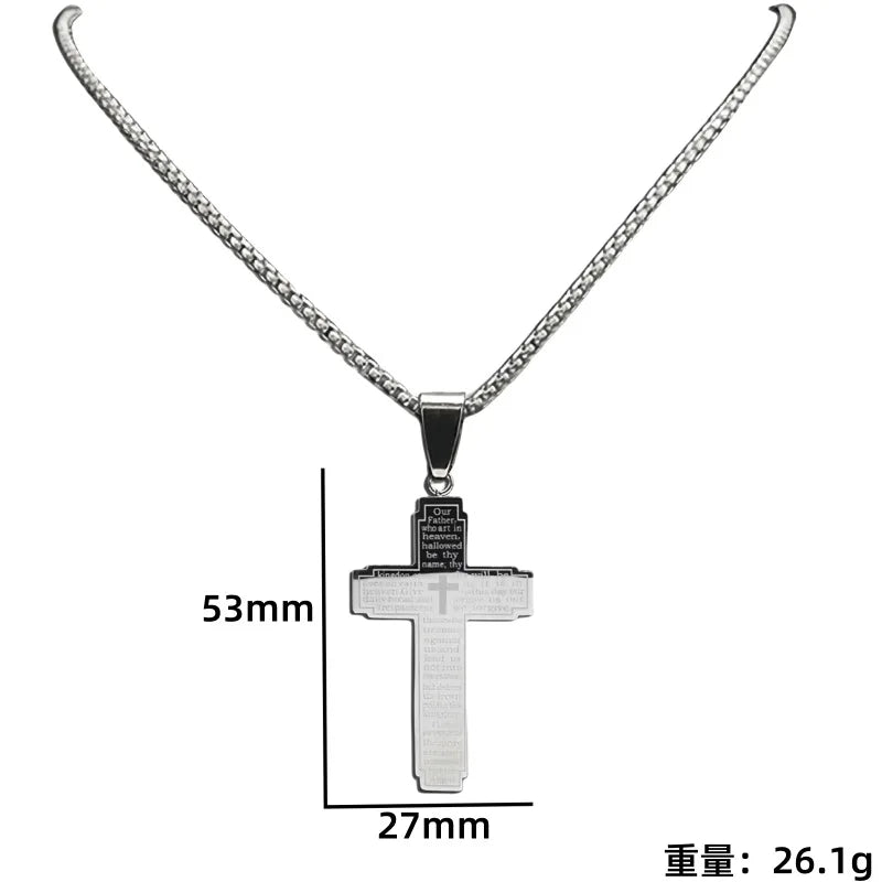 TrendMen  Rock Crucifix Cross Stainless Steel Pendant Necklaces For Men  Black Metal Clavicle Chain