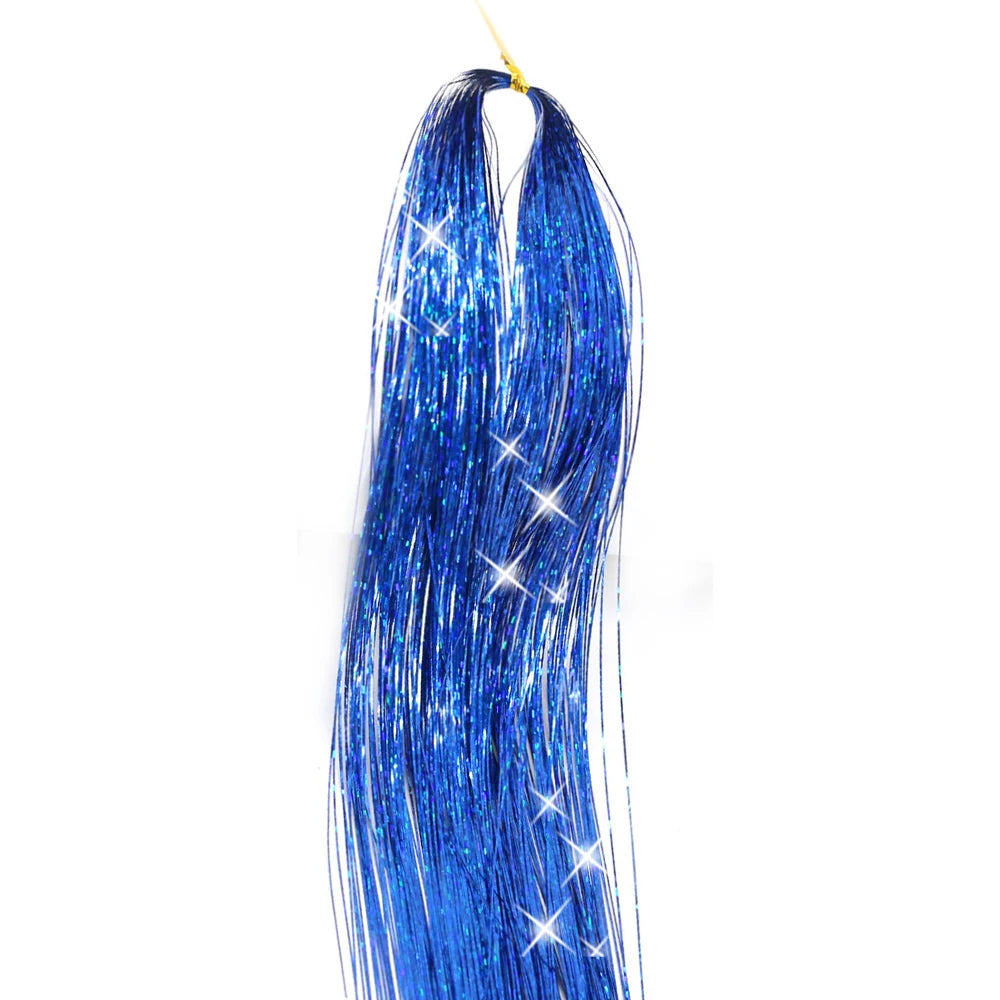 36/48inch Synthetic Sparkle Hair Tinsel Rainbow Colored Strands  Headwear Hair binge Hair Laser False Hair Extensions Decor