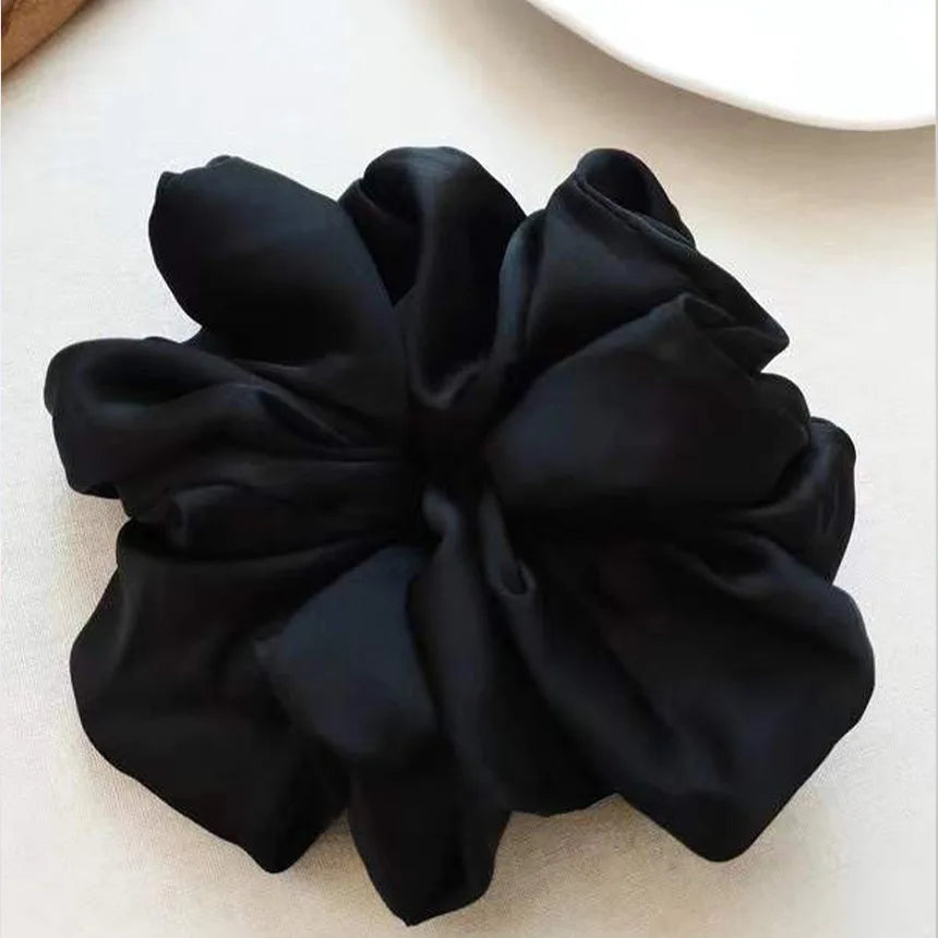 Fashion Oversized Silk Scrunchies for Women Chiffon Elastic Hair Ties Ponytail Holder Headwear