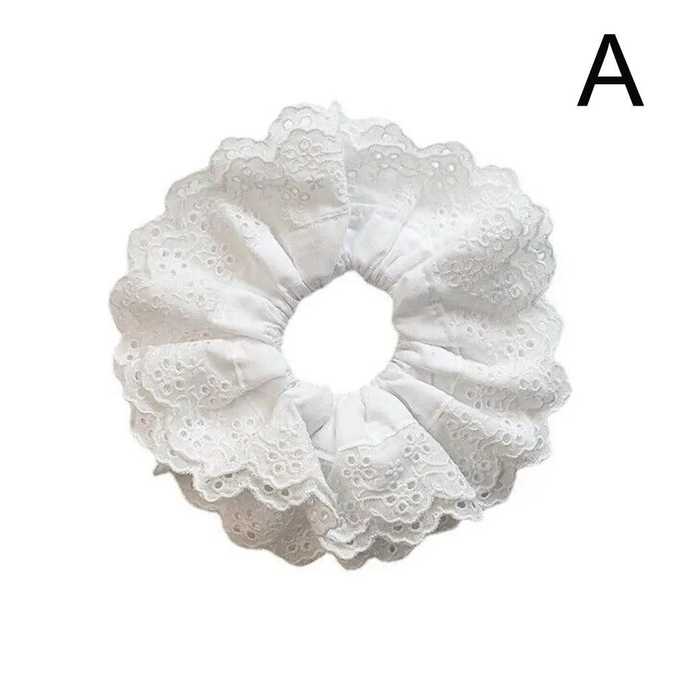 Big Flower Scrunchies for Women Elastic Hair Bands Ponytail Holders Tie Solid Color Hair Hoop Scrunchy Girl Hair Ring