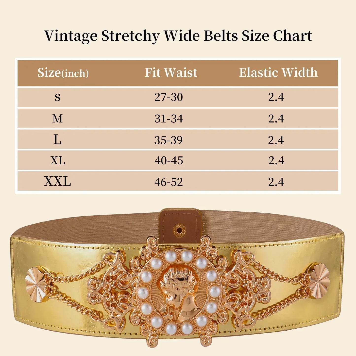 Ladies Pearl Fashionable Golden Wide Waist Seal Dress Decoration Elastic Belts for Women Luxury Designer Brand