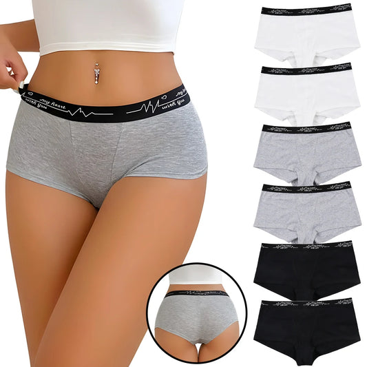 6 Pcs Cotton Boyshort Underwear  Cute Boxer Briefs Panties