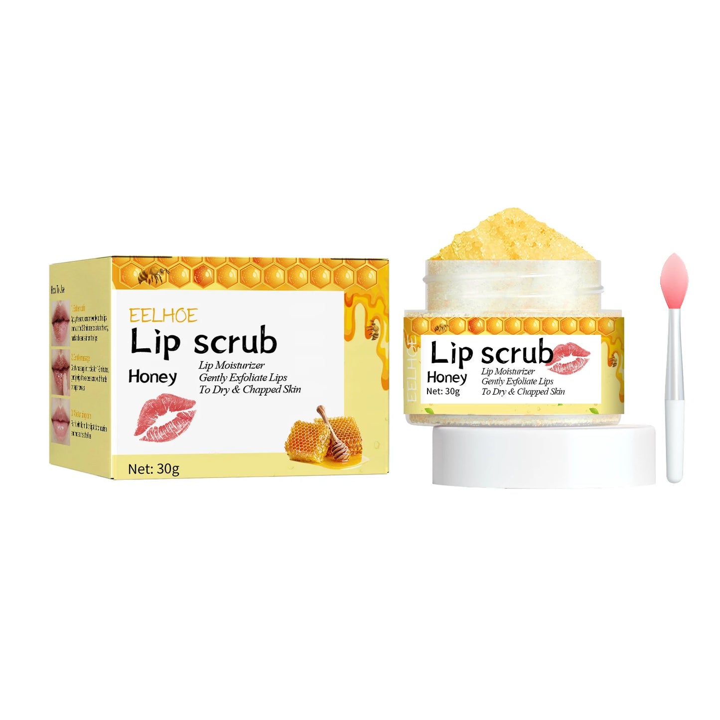 30g Honey Lip Scrub Softening Keratin Removing Dead Skin Preventing Dryness Fading Lip Wrinkles