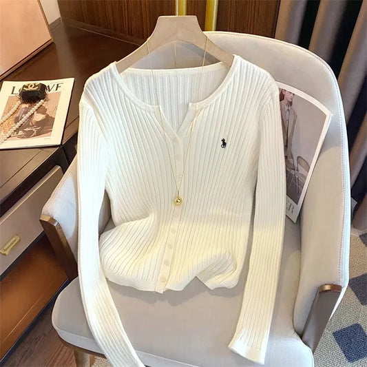 Fashion Knitted Tops Embroidery Long Sleeve Cardigans Sweaters Fashion Streetwear Lady Shirts