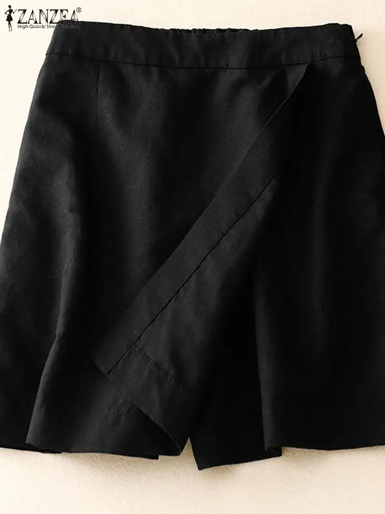 Women's Summer Sports Shorts Fashion Culottes  Solid Casual Culotte Pants Elastic High Waist Shorts Streetwear